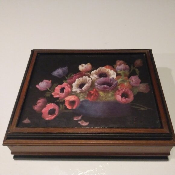 Vintage/Antique Gold and Blue Jewelry Box (needs TLC) - Picture 9 of 13